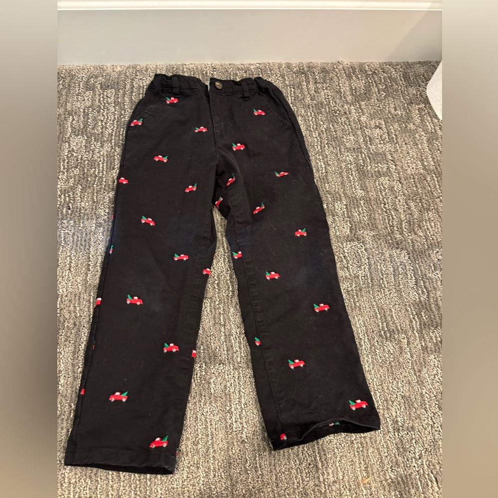 Black Pants with red Xmas  trucks Embroidery